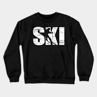 Distressed Skiing For Skiers Crewneck Sweatshirt